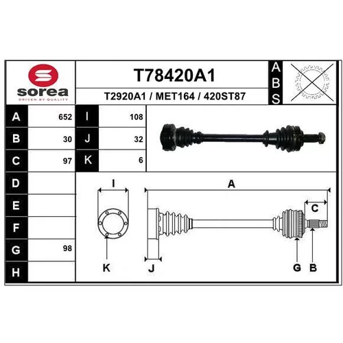 Hnací hriadeľ EAI T78420A1