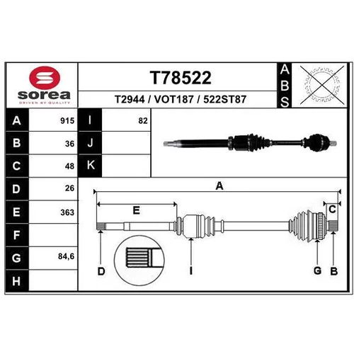Hnací hriadeľ EAI T78522
