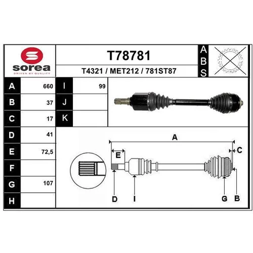 Hnací hriadeľ EAI T78781