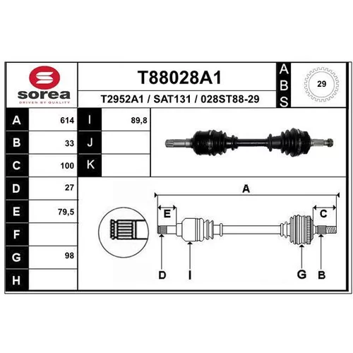 Hnací hriadeľ EAI T88028A1
