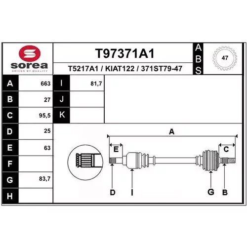 Hnací hriadeľ EAI T97371A1