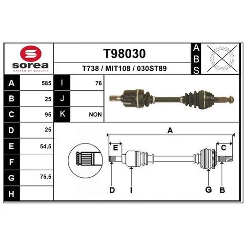 Hnací hriadeľ EAI T98030