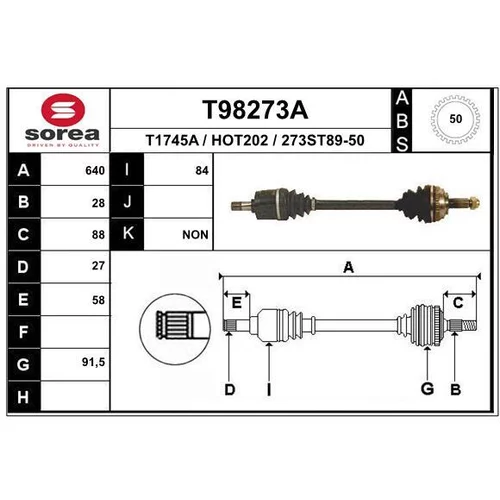 Hnací hriadeľ EAI T98273A