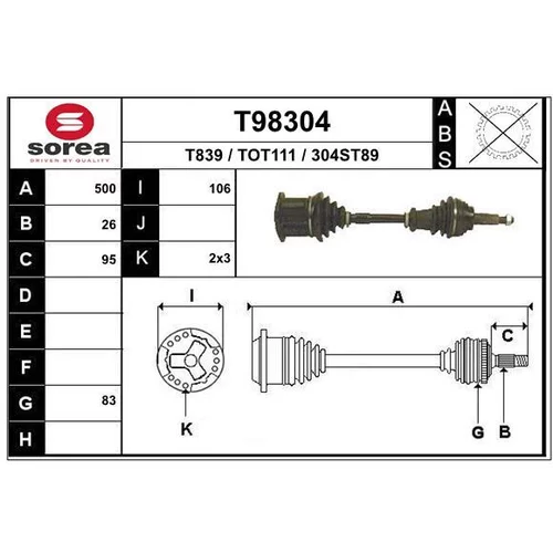 Hnací hriadeľ EAI T98304