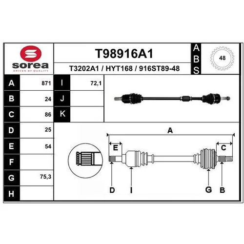 Hnací hriadeľ EAI T98916A1