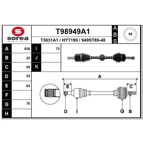 Hnací hriadeľ EAI T98949A1