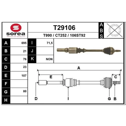 Hnací hriadeľ EAI T29106