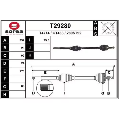 Hnací hriadeľ EAI T29280