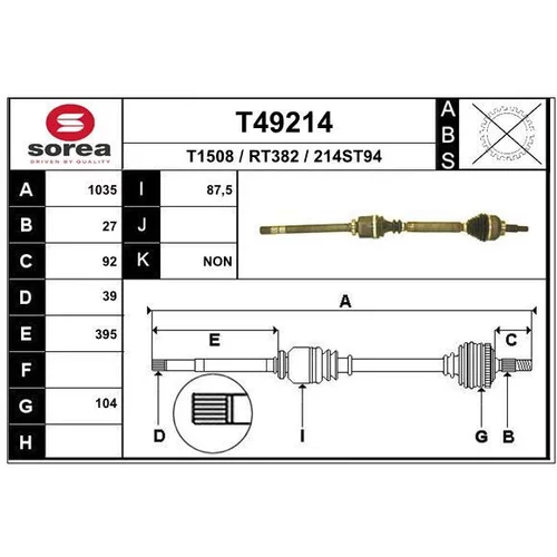 Hnací hriadeľ EAI T49214