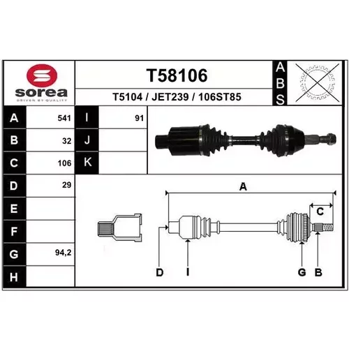 Hnací hriadeľ EAI T58106