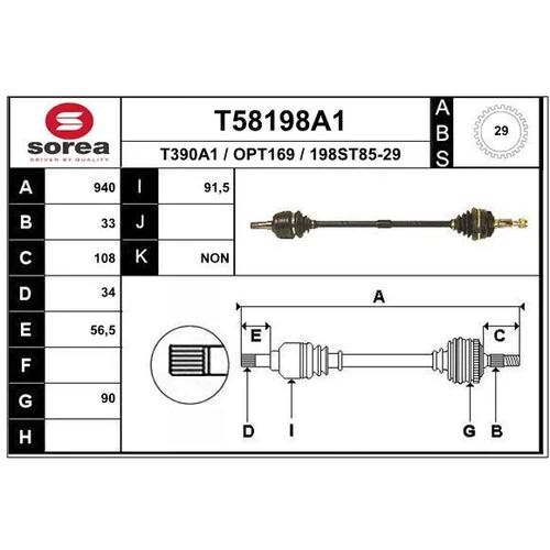 Hnací hriadeľ EAI T58198A1