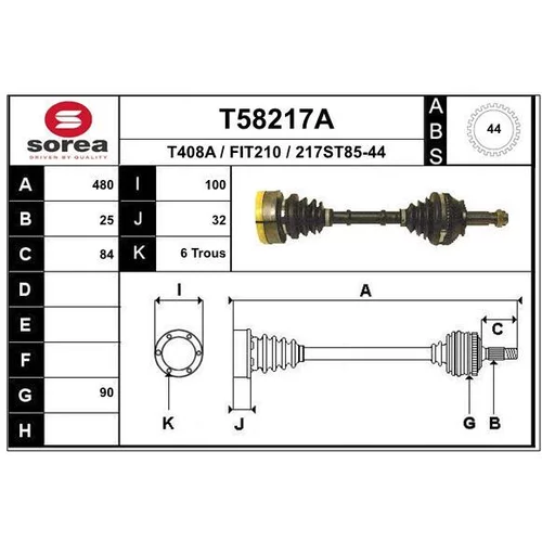 Hnací hriadeľ EAI T58217A