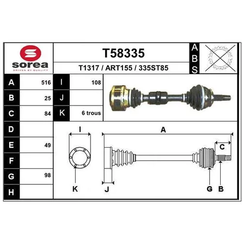 Hnací hriadeľ EAI T58335