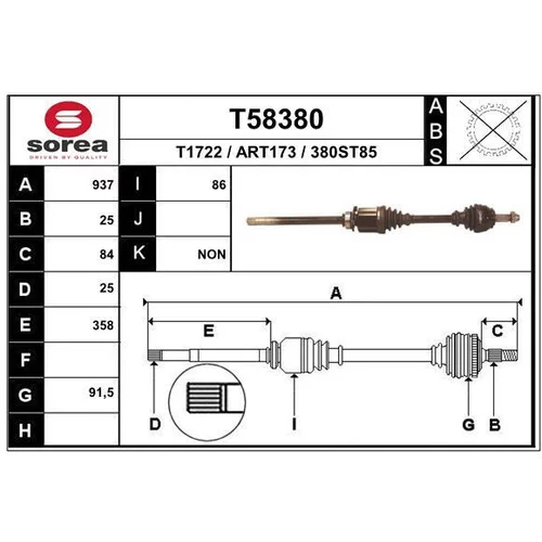 Hnací hriadeľ EAI T58380