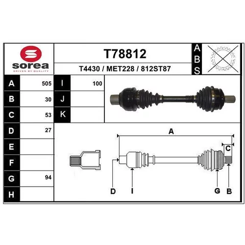 Hnací hriadeľ EAI T78812