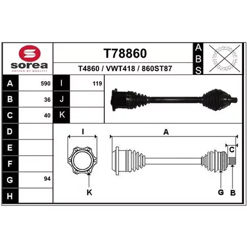 Hnací hriadeľ EAI T78860