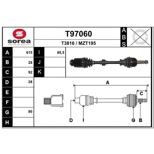 Hnací hriadeľ EAI T97060
