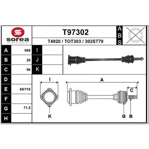 Hnací hriadeľ EAI T97302