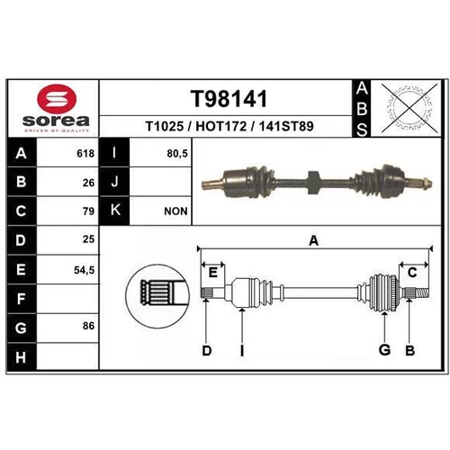 Hnací hriadeľ EAI T98141