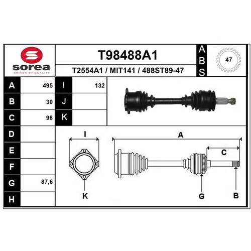 Hnací hriadeľ EAI T98488A1