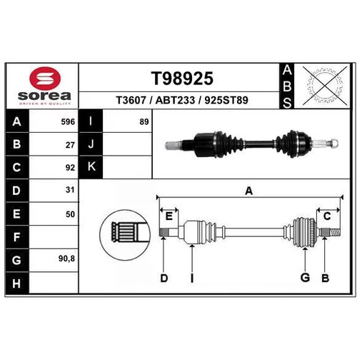 Hnací hriadeľ EAI T98925
