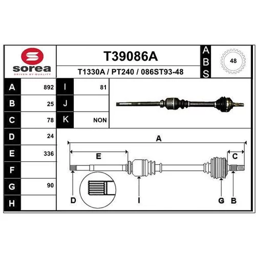 Hnací hriadeľ EAI T39086A