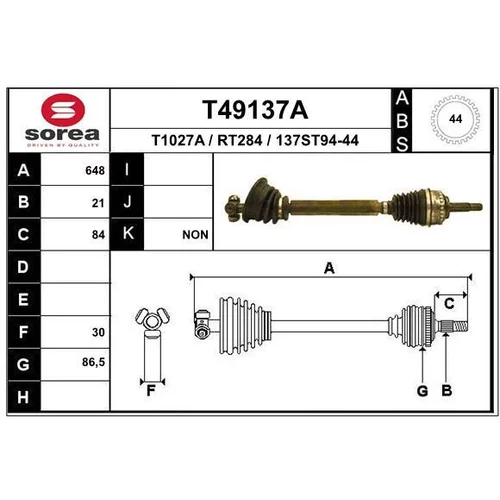 Hnací hriadeľ EAI T49137A