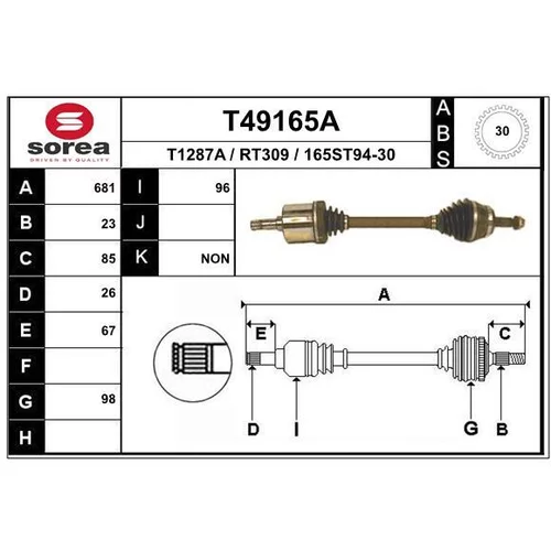 Hnací hriadeľ EAI T49165A