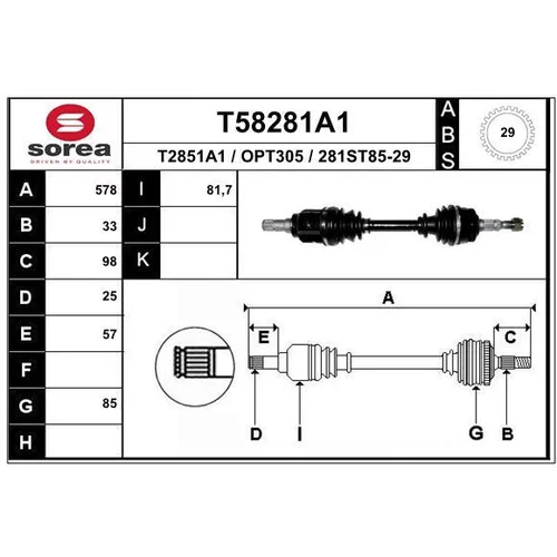 Hnací hriadeľ T58281A1 /EAI/
