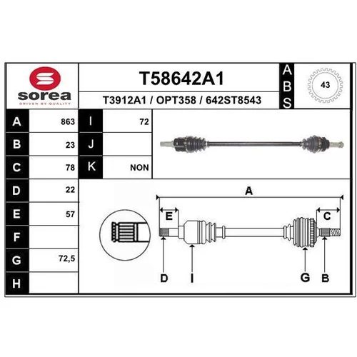 Hnací hriadeľ EAI T58642A1