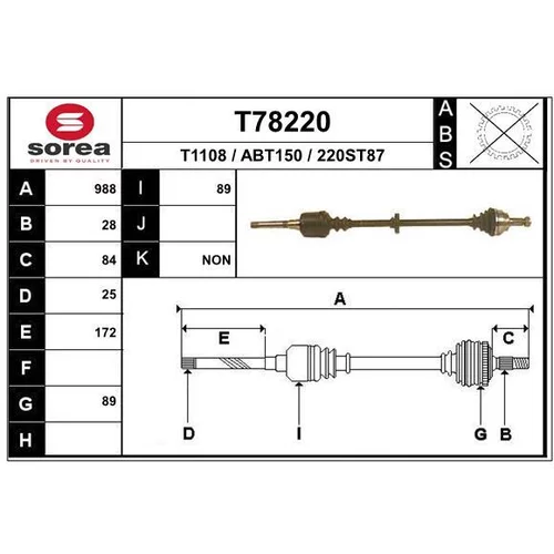 Hnací hriadeľ EAI T78220