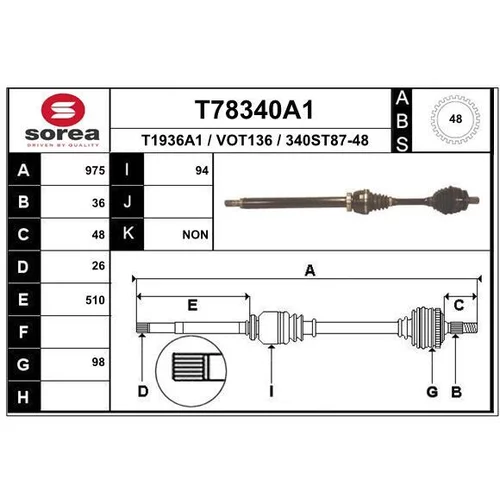 Hnací hriadeľ EAI T78340A1