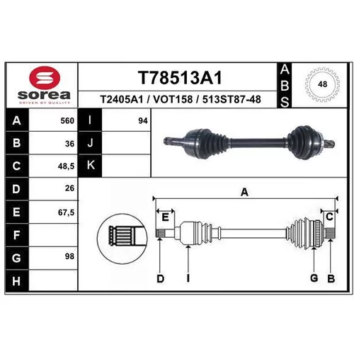 Hnací hriadeľ EAI T78513A1