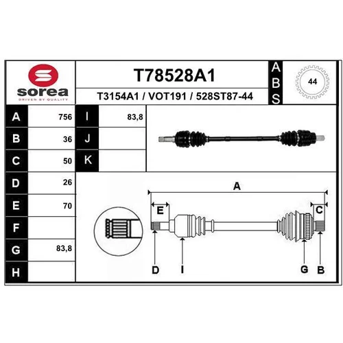 Hnací hriadeľ EAI T78528A1