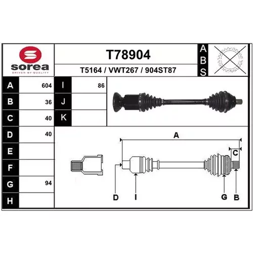 Hnací hriadeľ EAI T78904