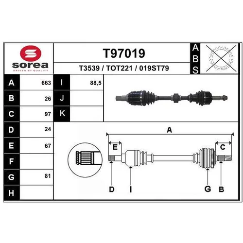 Hnací hriadeľ EAI T97019