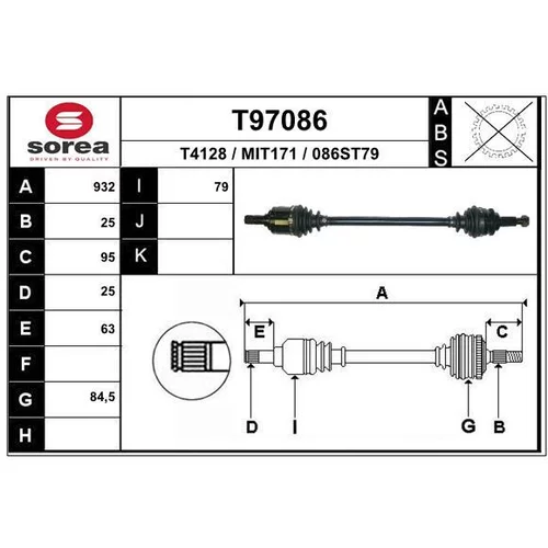 Hnací hriadeľ EAI T97086