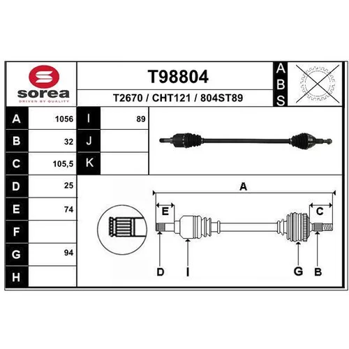 Hnací hriadeľ EAI T98804