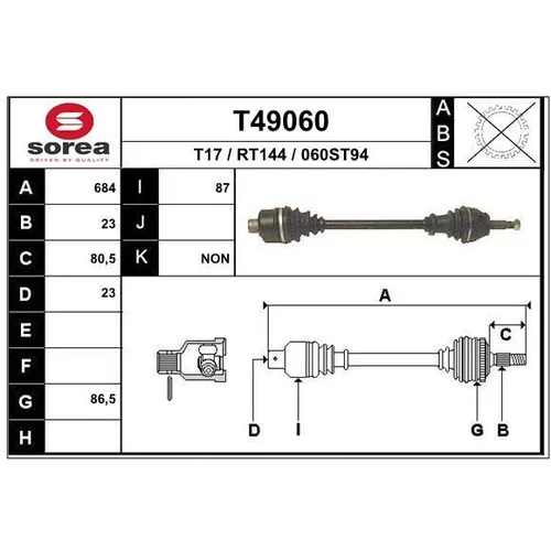 Hnací hriadeľ EAI T49060