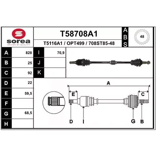 Hnací hriadeľ EAI T58708A1