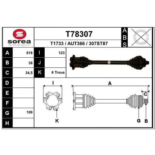 Hnací hriadeľ EAI T78307