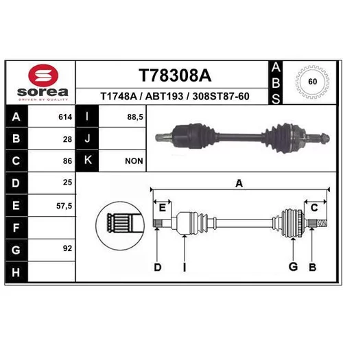 Hnací hriadeľ EAI T78308A