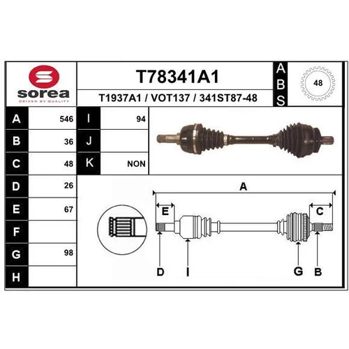 Hnací hriadeľ EAI T78341A1