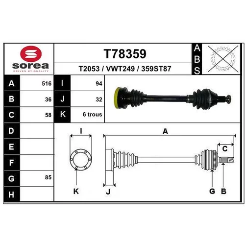 Hnací hriadeľ EAI T78359