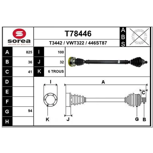 Hnací hriadeľ EAI T78446