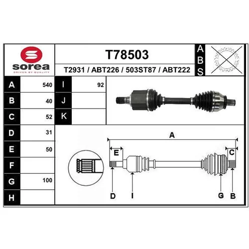Hnací hriadeľ EAI T78503