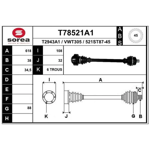Hnací hriadeľ EAI T78521A1