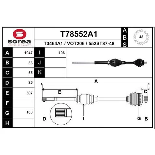 Hnací hriadeľ EAI T78552A1