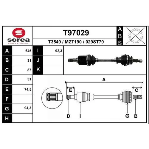 Hnací hriadeľ T97029 /EAI/