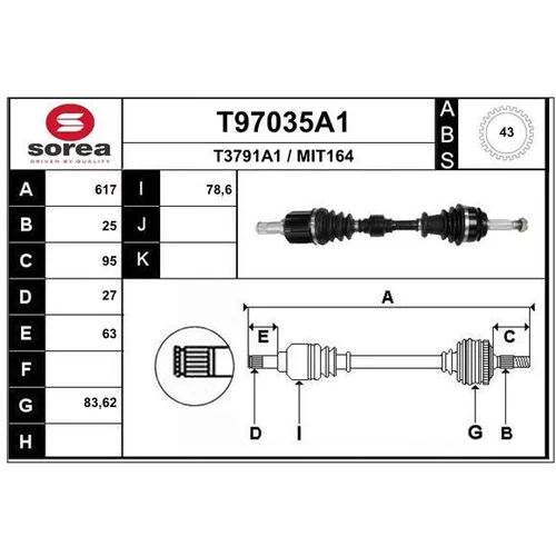 Hnací hriadeľ EAI T97035A1